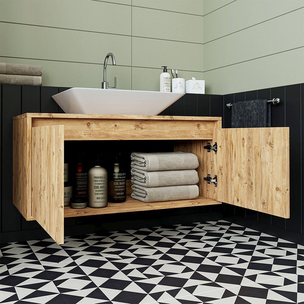 Roomart Badmöbel-Set, (Badezimmermöbel ATLANTIC 100cm in 5 Farben Waschbecken Unterschrank)
