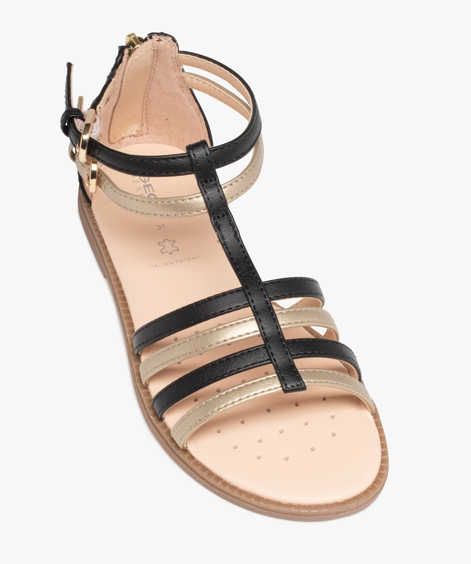 Sandales fille zippées à brides métallisées – Geox noir | GEMO