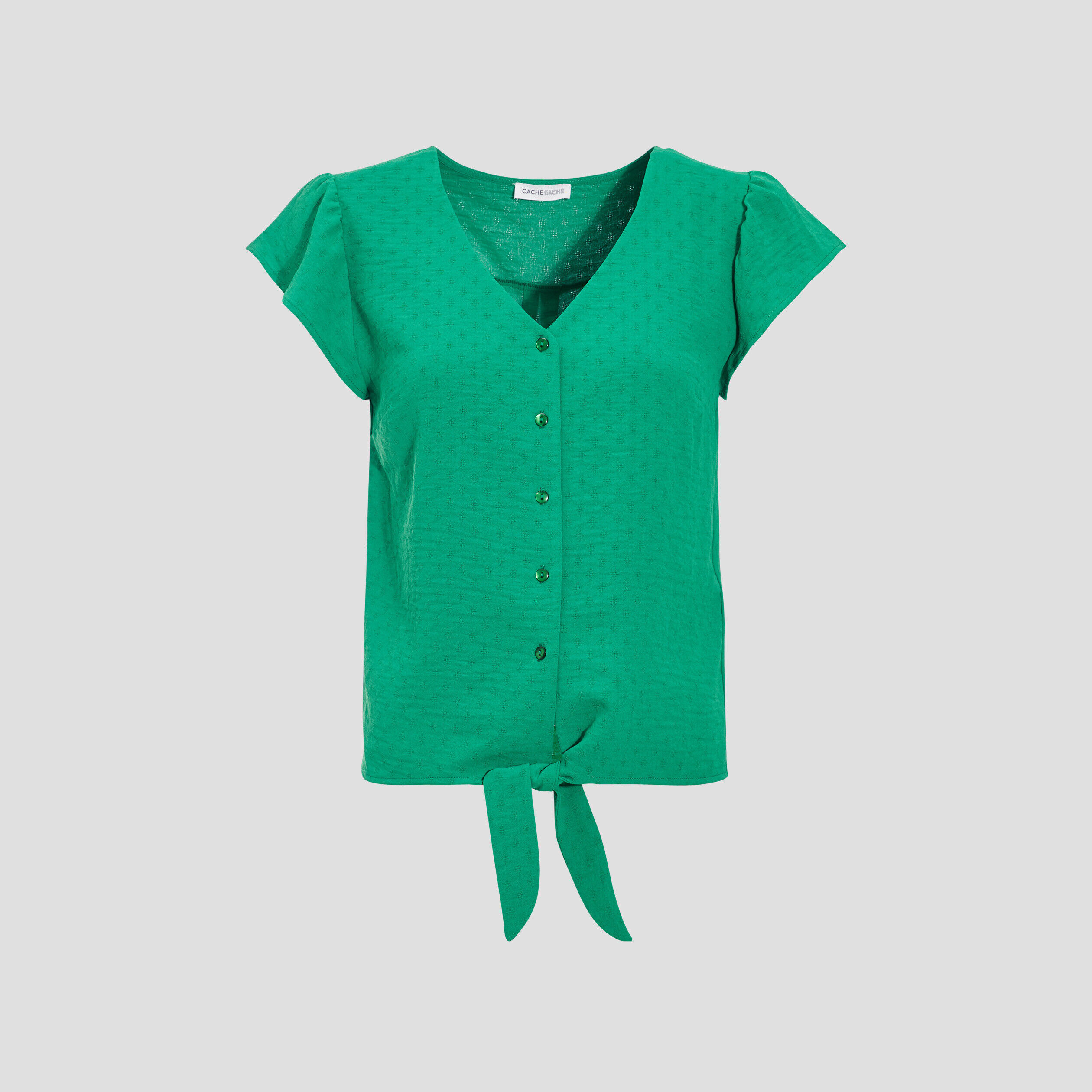 Chemise manches courtes vert femme | Cache Cache