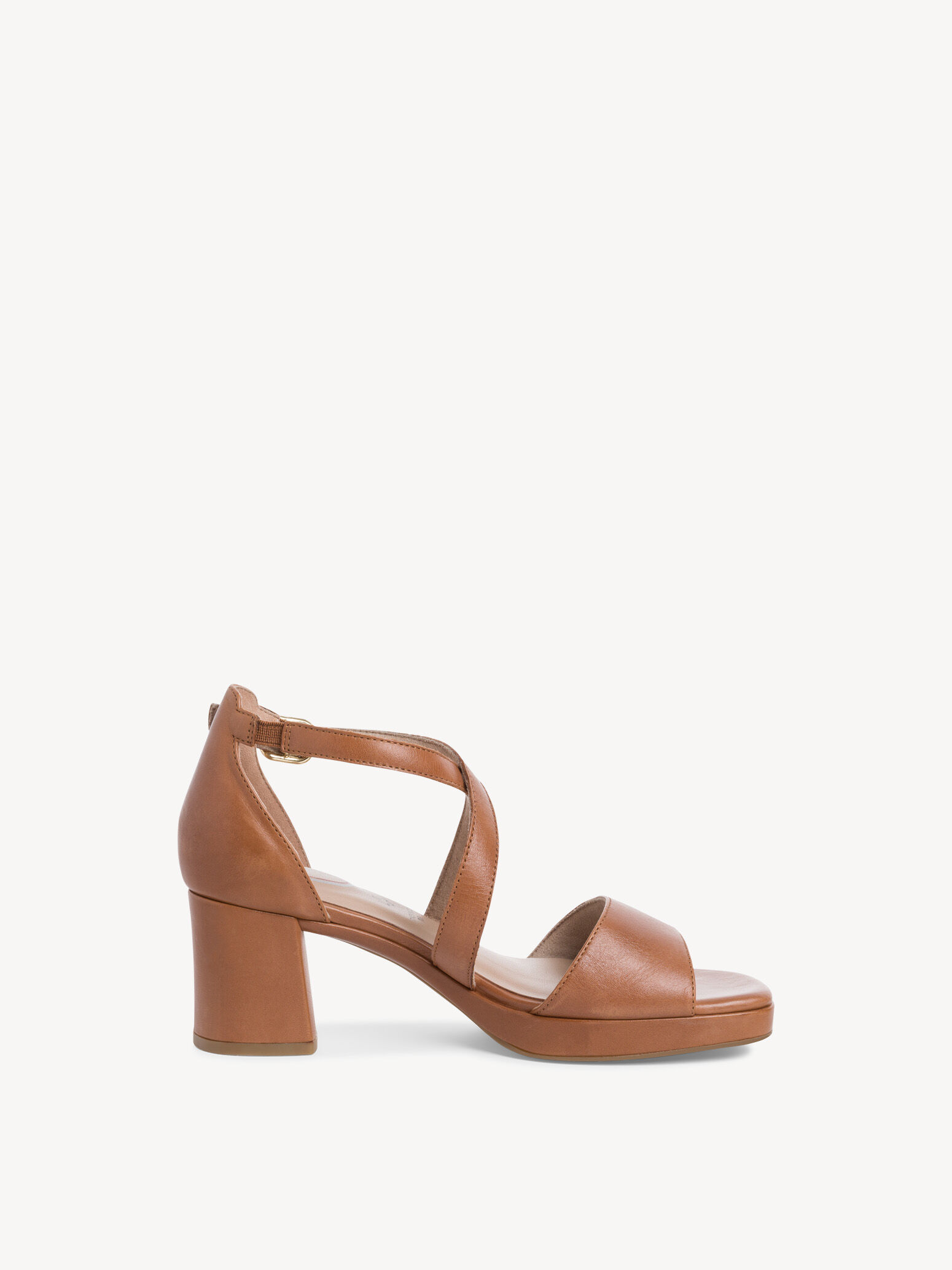 Sandale à talon en cuir - marron