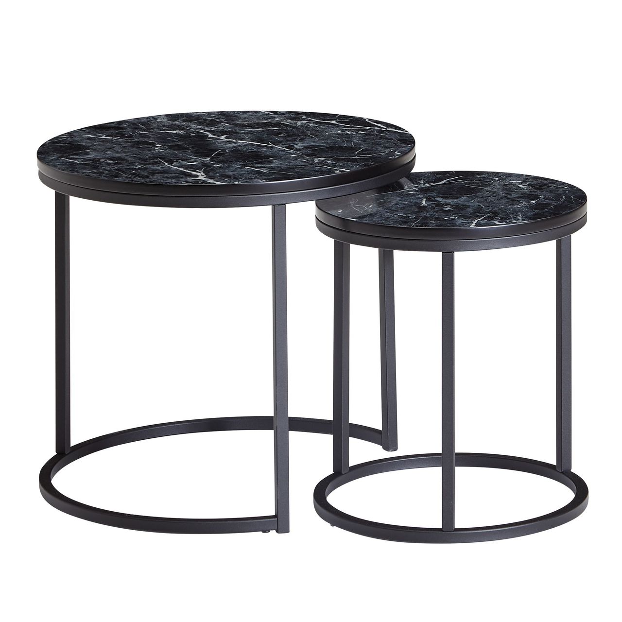 Wohnling 2er Set Beistelltisch Schwarz
