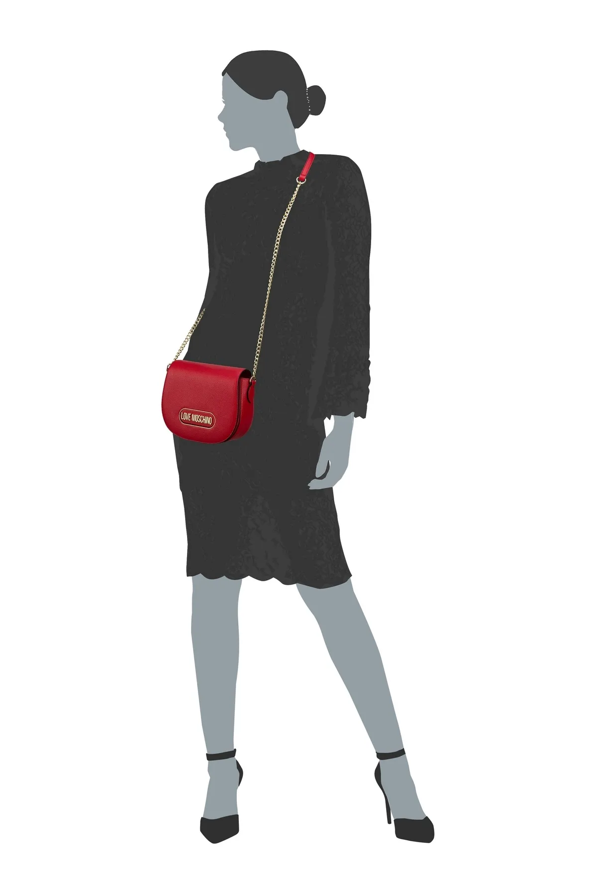 Love Moschino  Satteltasche abgerundete Plakette 4406