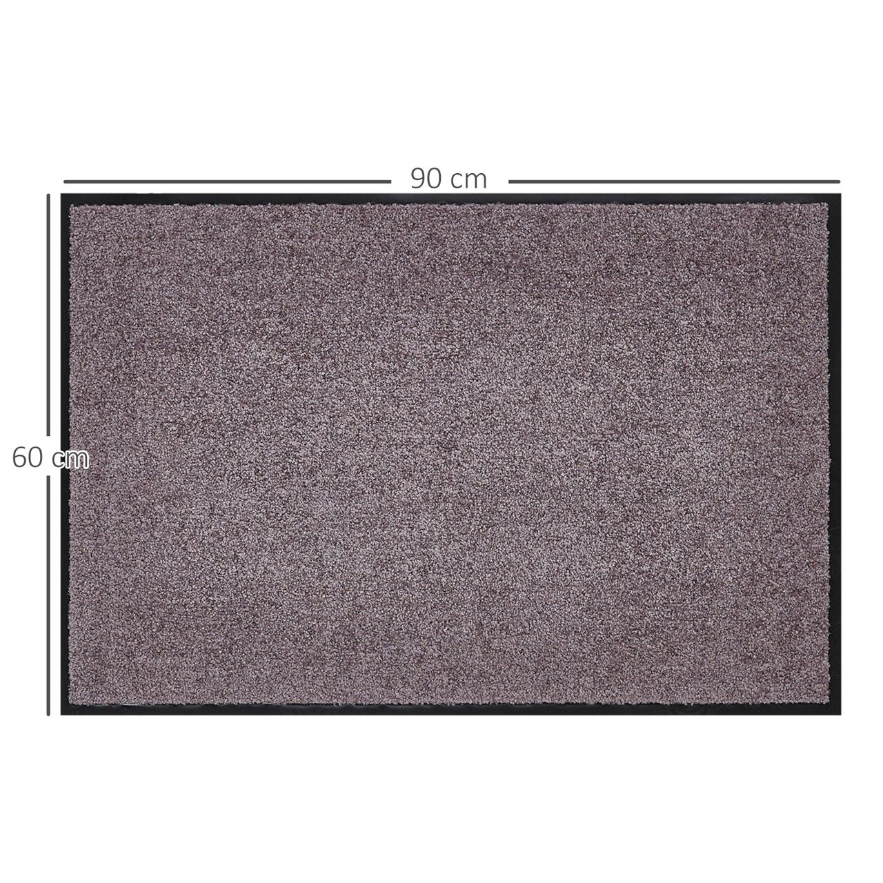 HOMCOM Fußmatte waschbar Gummiumrandung rutschfest Taupe 90 x 60 x 0,7 cm
