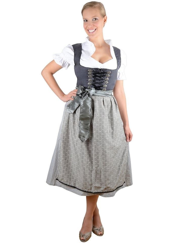 Edelnice Midi Dirndl 3-teilig in anthrazit günstig kaufen