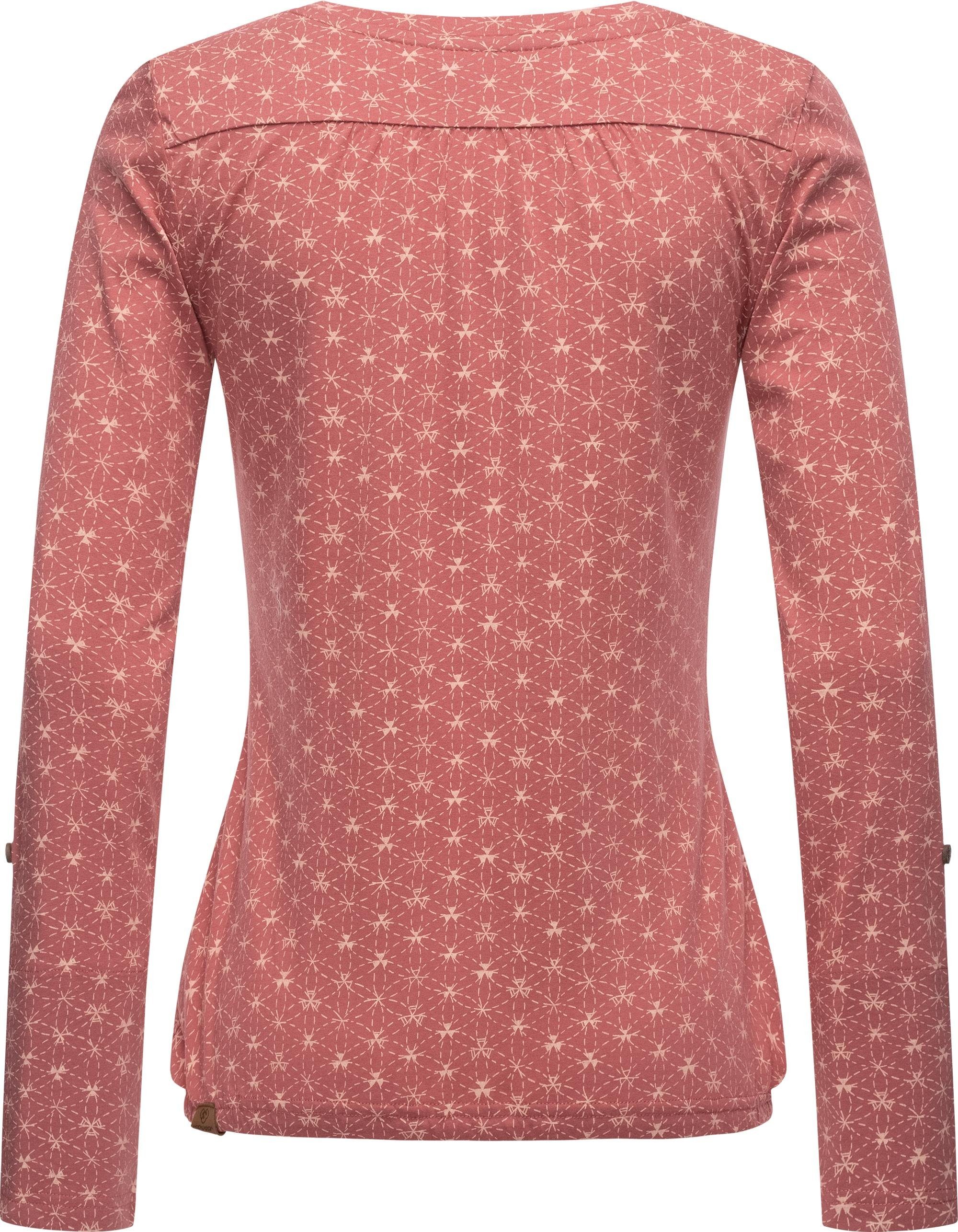 Ragwear Langarmshirt Pinchi Print Stylisches Damen Longsleeve mit Knöpfen
