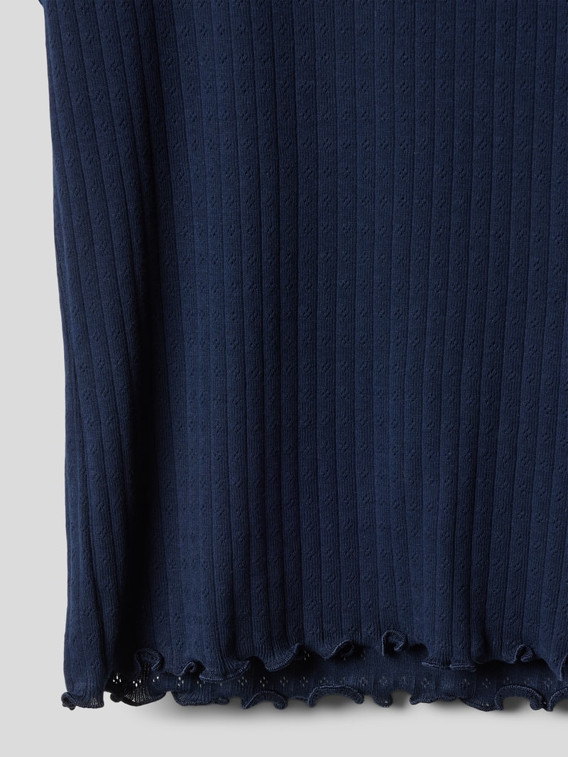 T-Shirt mit Ripp-Struktur in marineblau