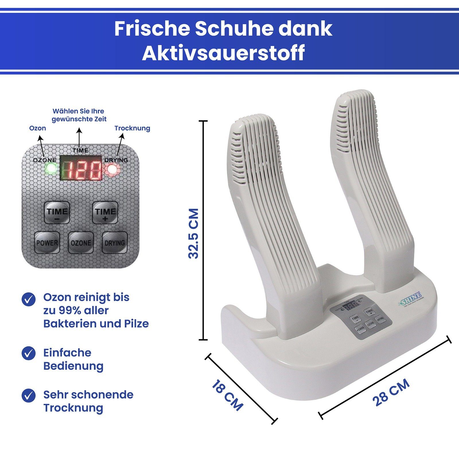 BoomDing Schuhtrockner BoomDing Frische Schuhe in 25 Minuten Antibakteriell mit OZON, Zur Desinfektion, hilft Gerüche, Pilze und Bakterien zu bekämpfen