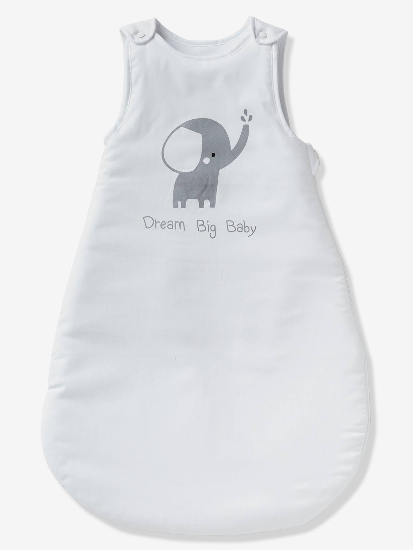 Vertbaudet Ärmelloser Baby Schlafsack ELEFANTEN Oeko Tex - weiß