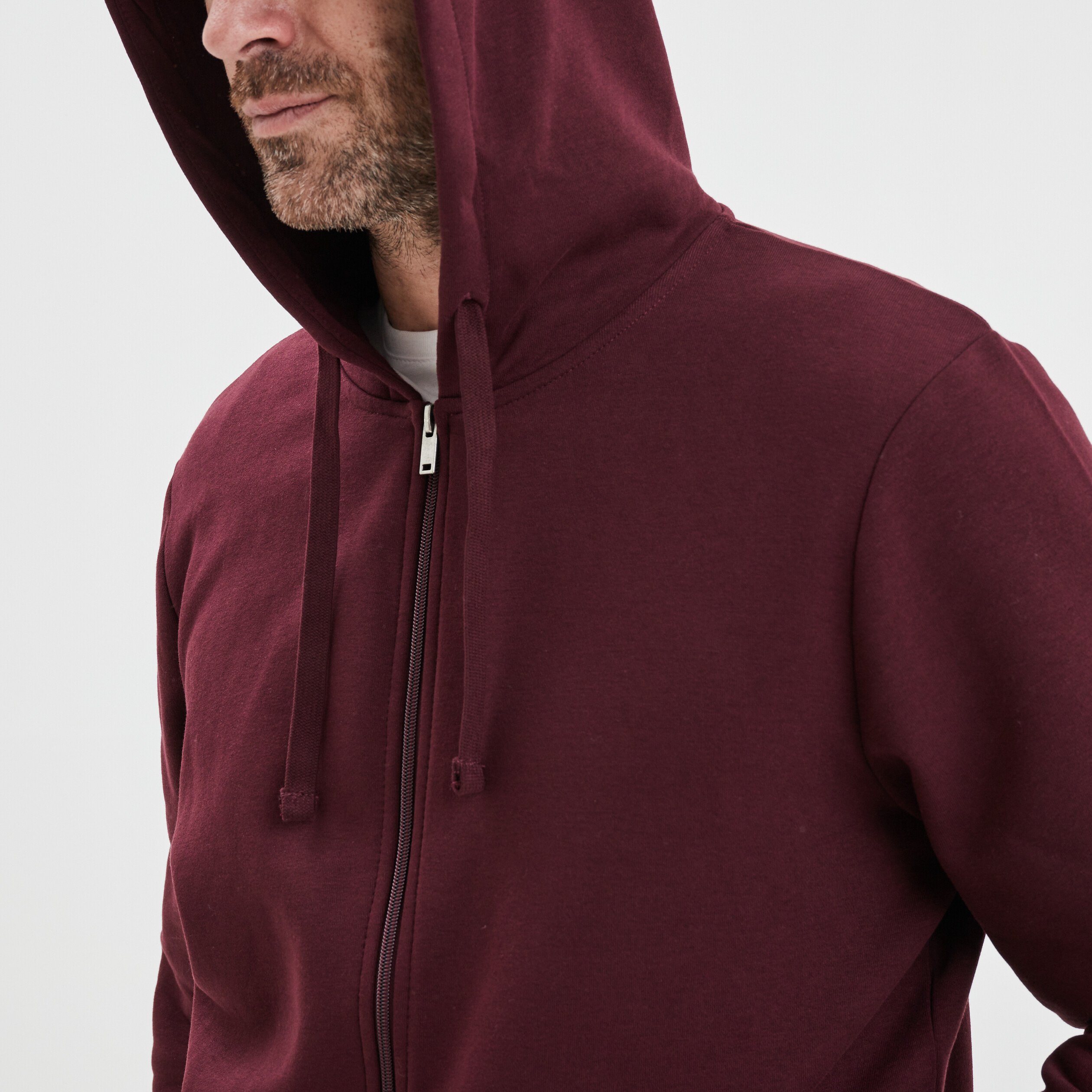 Sweat zippé molleton à capuche prune homme | La Halle