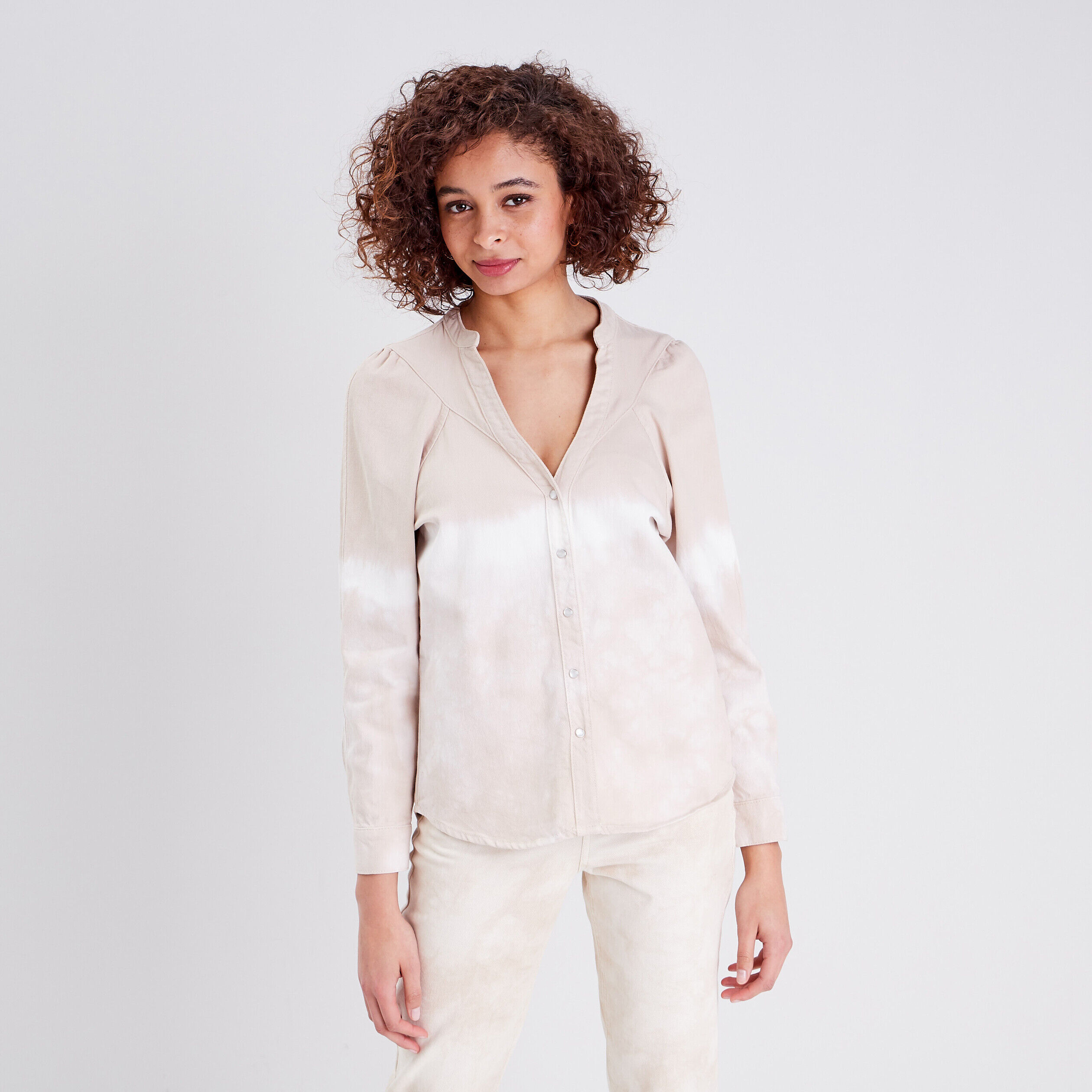 Chemise manches longues beige femme | Cache Cache