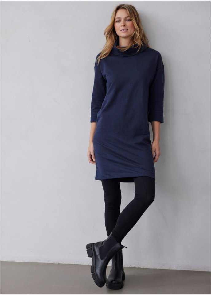 Sweatkleid mit weitem Kragen