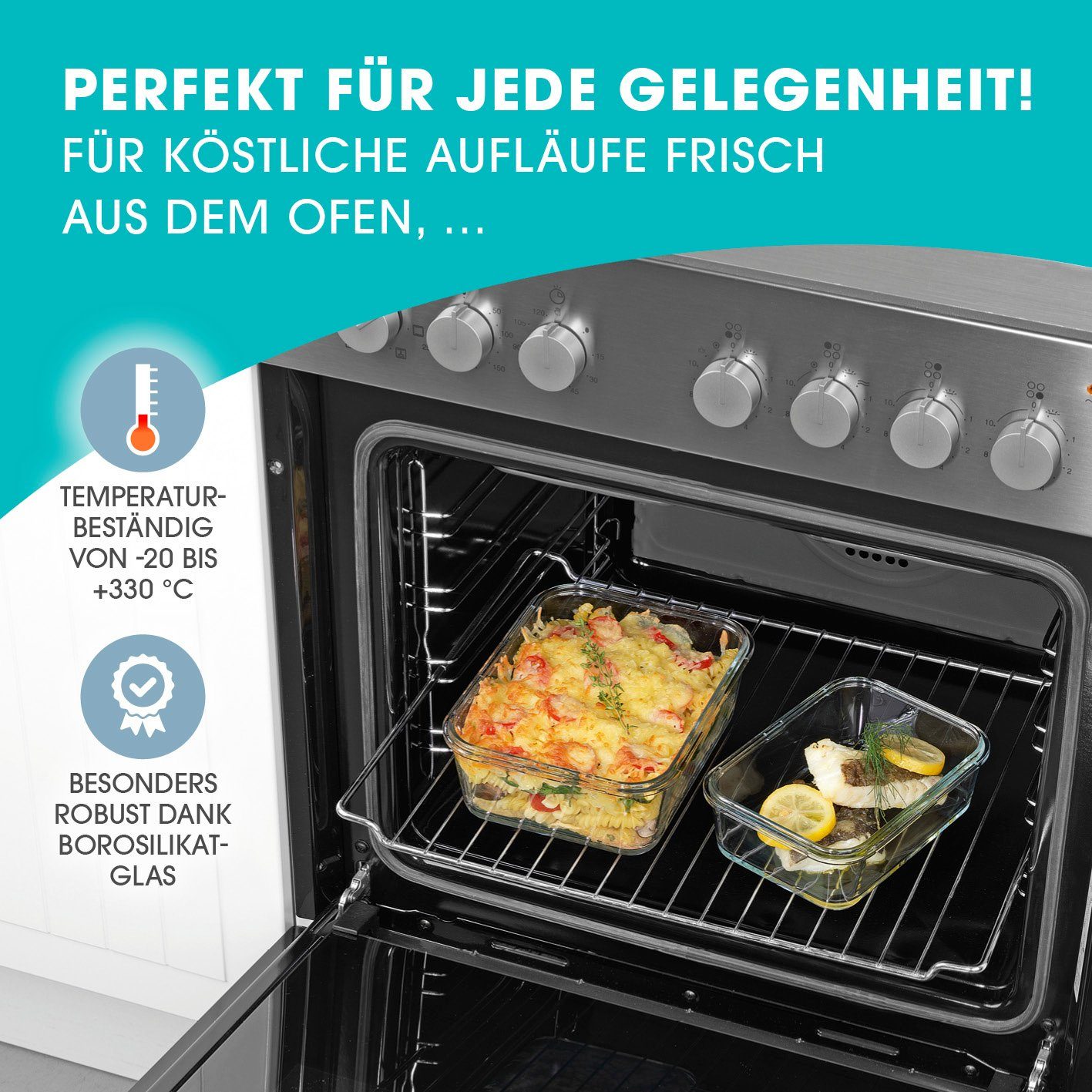 GOURMETmaxx Frischhaltedose Glas Klick-it mit Mikrowellen-Ventil 6-teilig grau, (6-tlg)