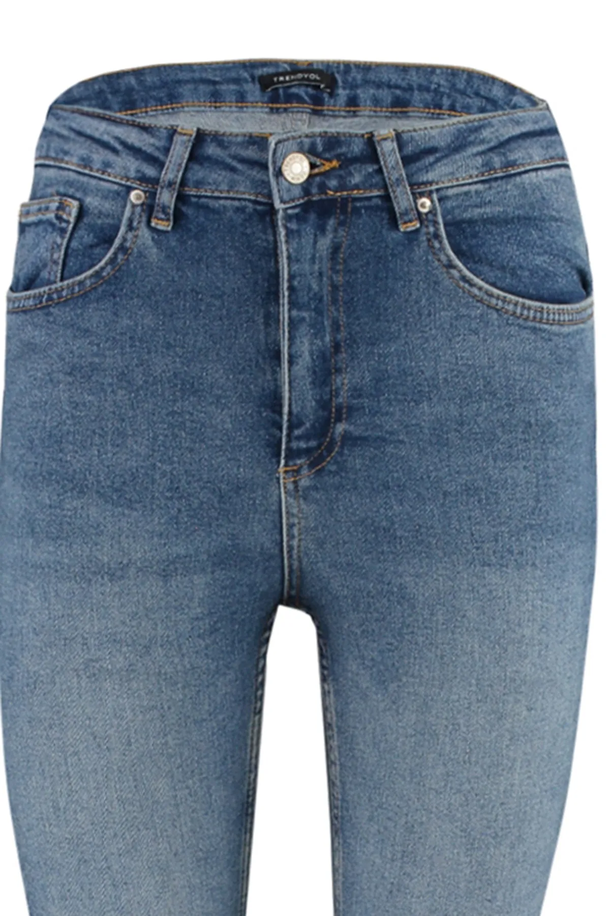 Trendyol Collection  Blaue, nachhaltigere Slim-Jeans mit hoher Taille TWOAW23JE00350