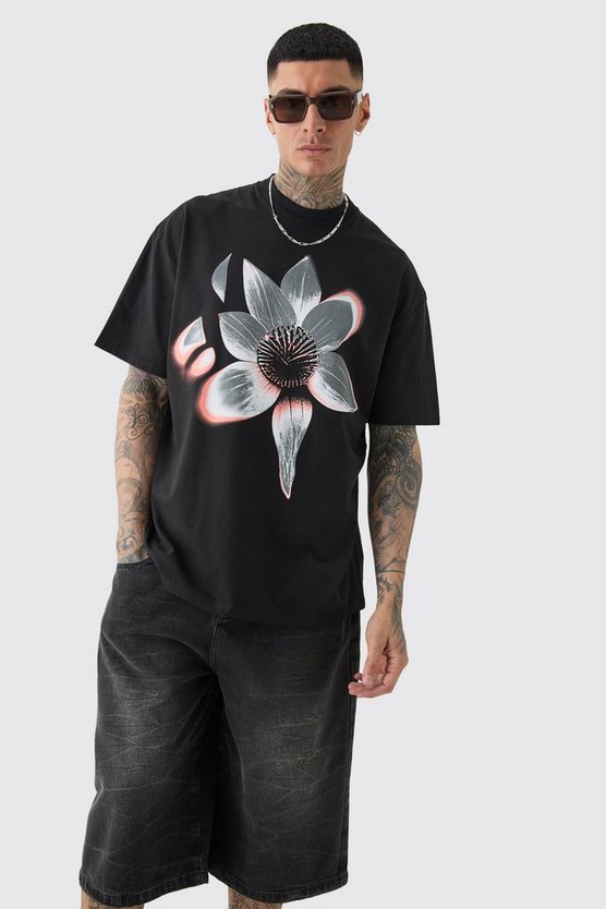 Tall Oversize T-Shirt mit abstraktem Blumenprint