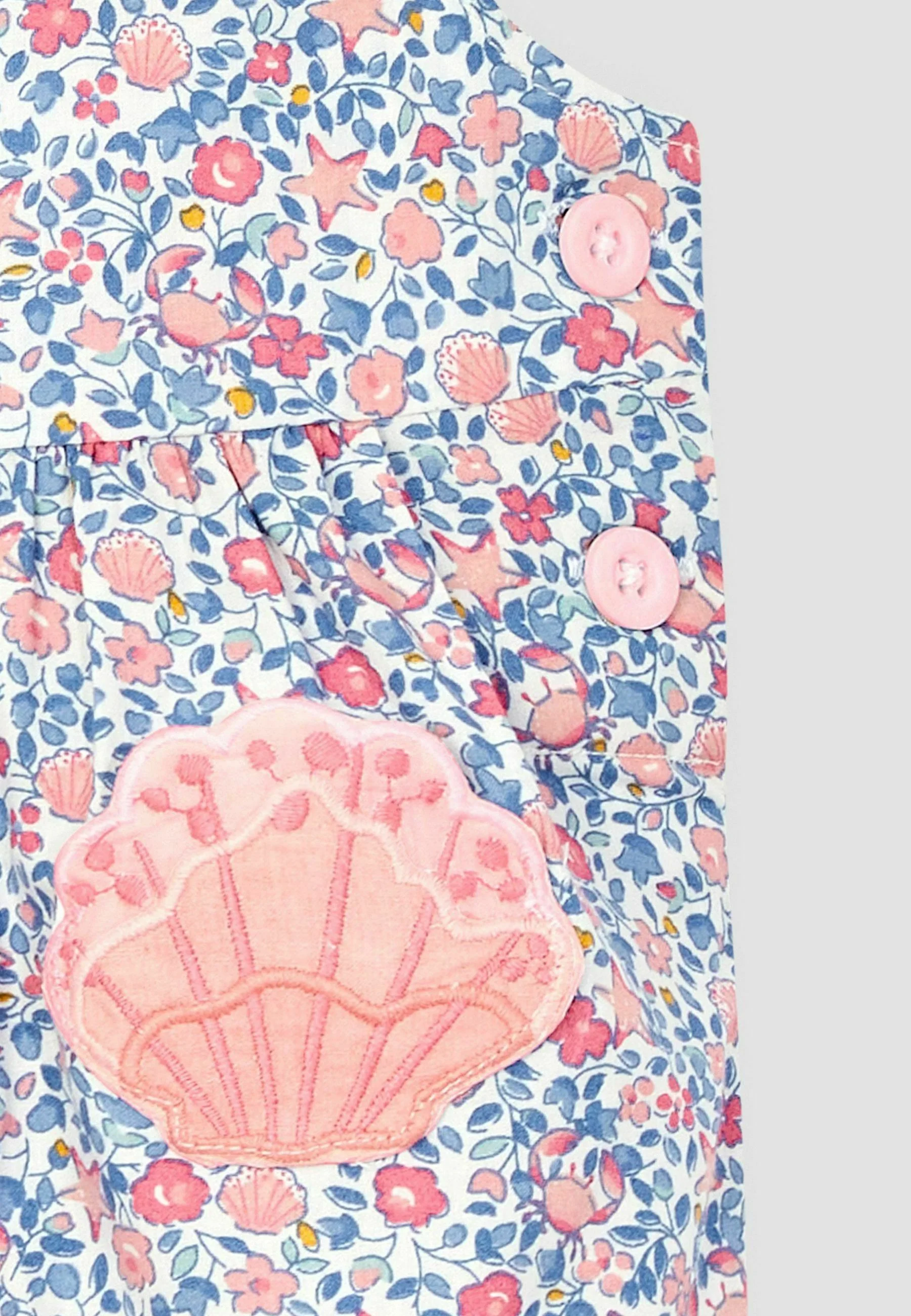 JoJo Maman Bébé STRAWBERRY APPLIQUE POCKET DITSY FLORAL REGULAR FIT - Mono