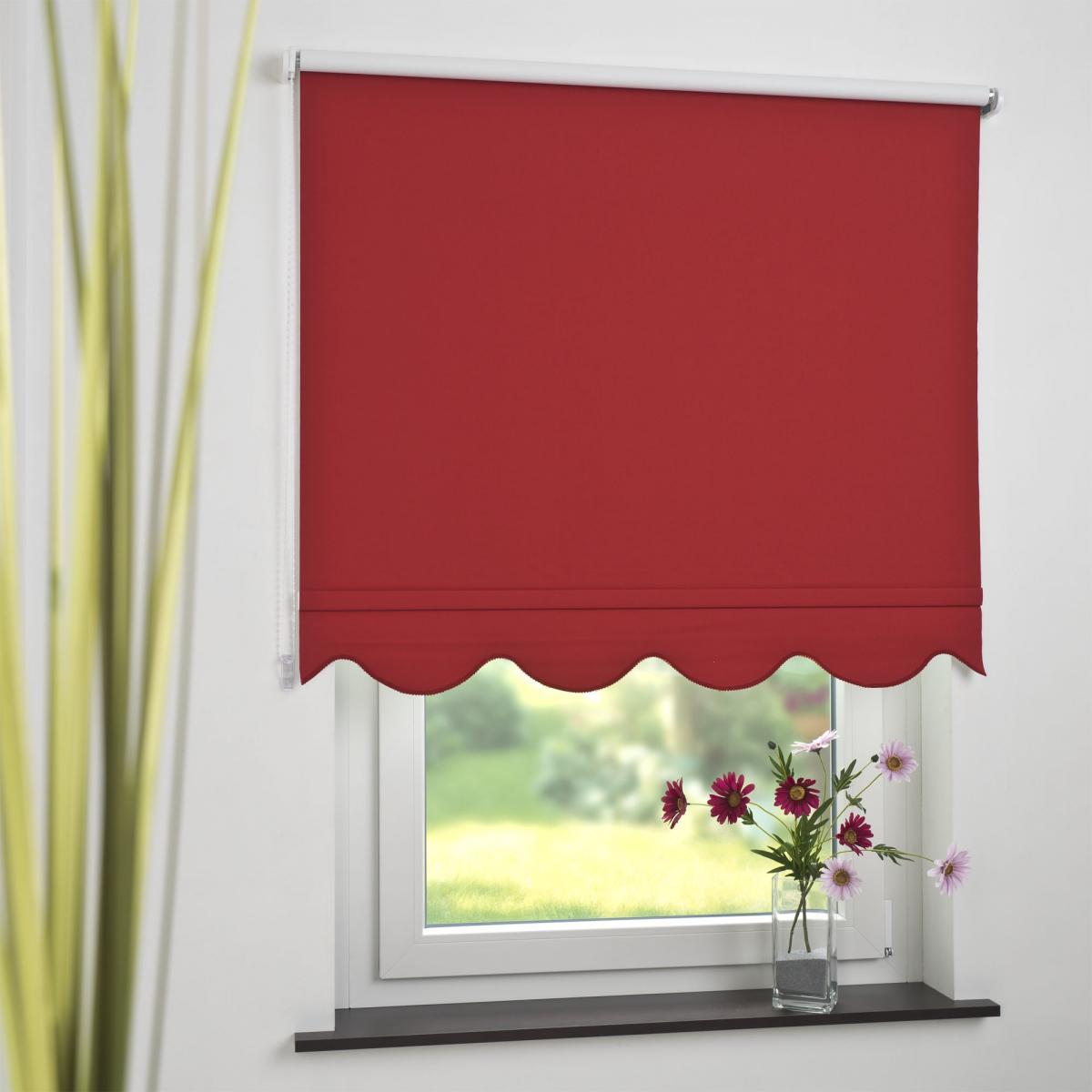 Bella Casa Seitenzugrollo Kettenzugrollo Volantrollo Rollo Klassik Verdunklung 142 x 180 cm rot für Fenster