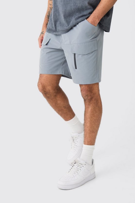 Lockere elastische Lightweight Stretch Cargohose mit Reißverschluss