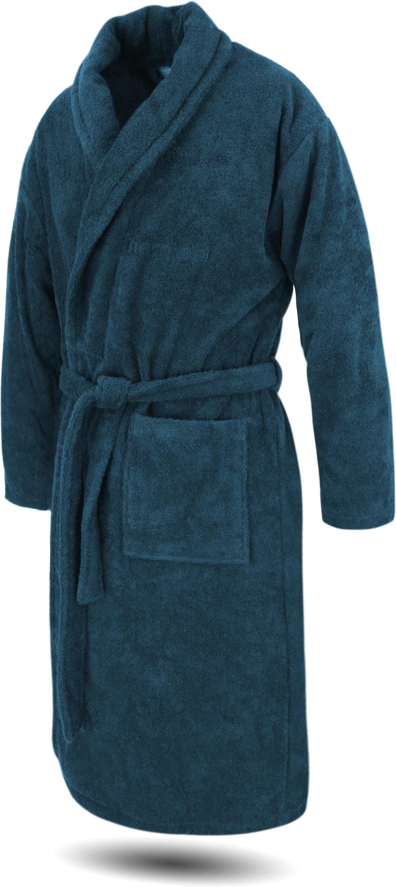 normani Damenbademantel Damen Baumwoll Bademantel, 125, Bio-Baumwolle, Schalkragen, Bindegürtel, Langer Frottee Saunamantel aus extra dickem und weichem Material