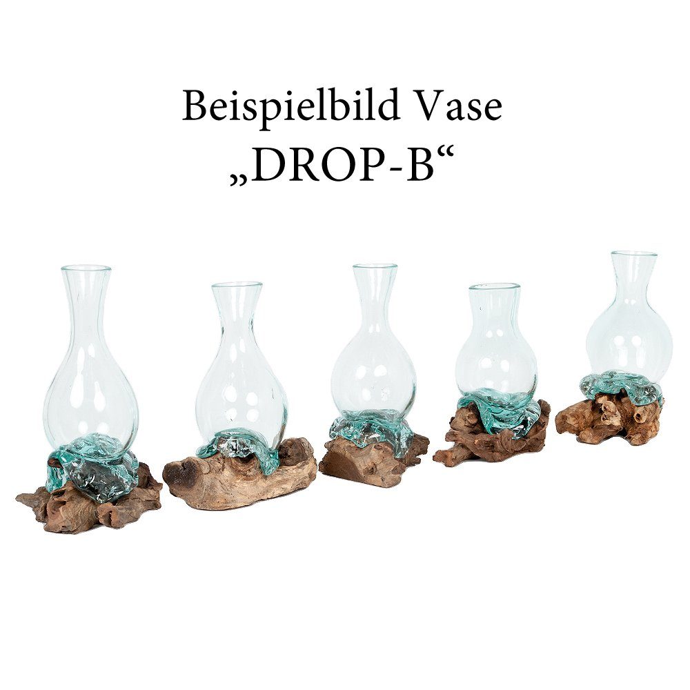 LebensWohnArt Dekovase Teak Blumenvase DROP-B ca. H45cm