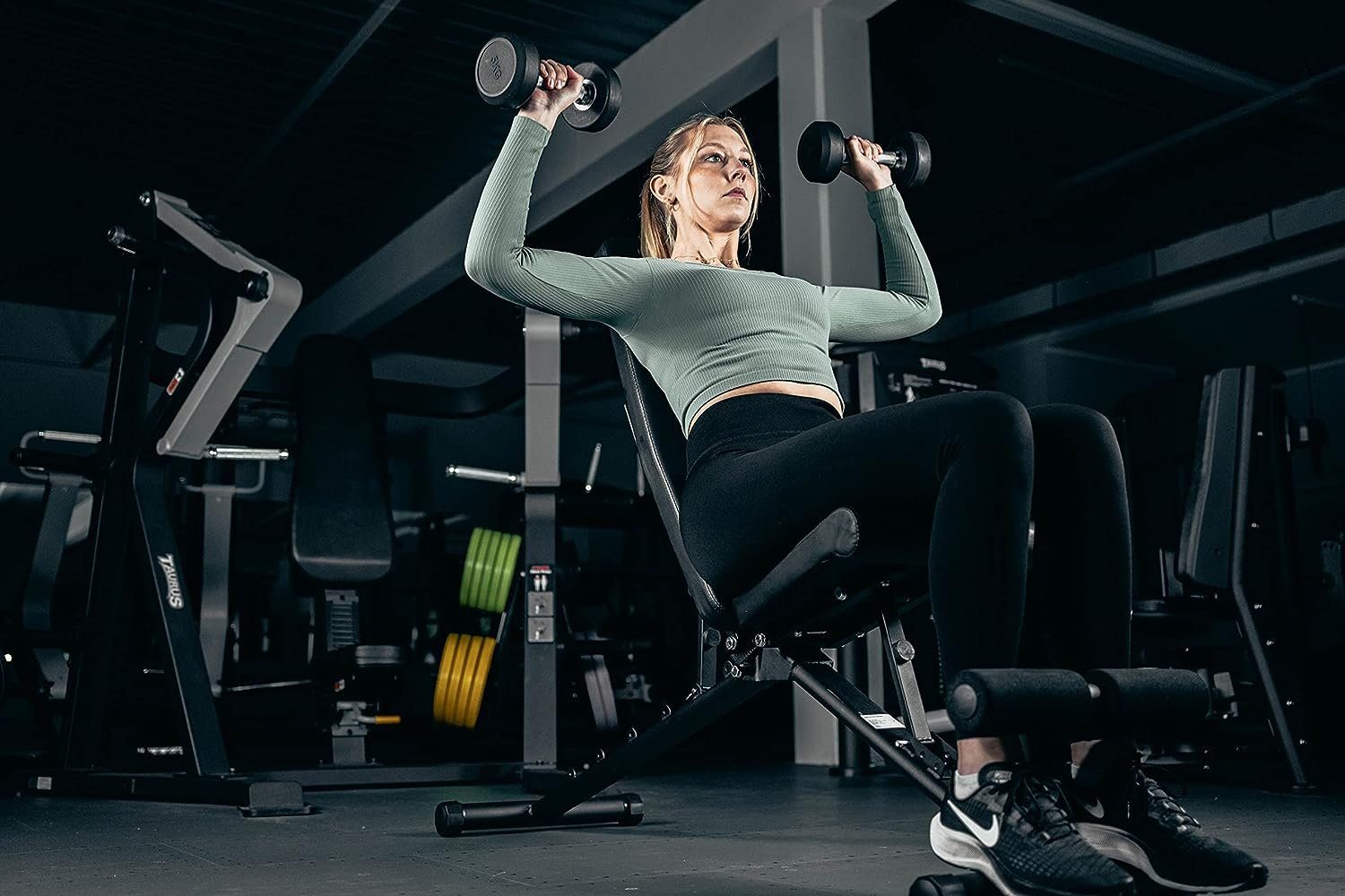 Fjoerdesports Hantelbank Verstellbare multifunktionale Hantelbank mit Polsterung, (Krafttrainignsbank mit Polsterung zusammenklappbar,Trainingsbank mit Polsterung, Krafttrainingsbank, Bankdrücken, Fitness, Workout, Krafttraining, Hanteltraining, Lieg