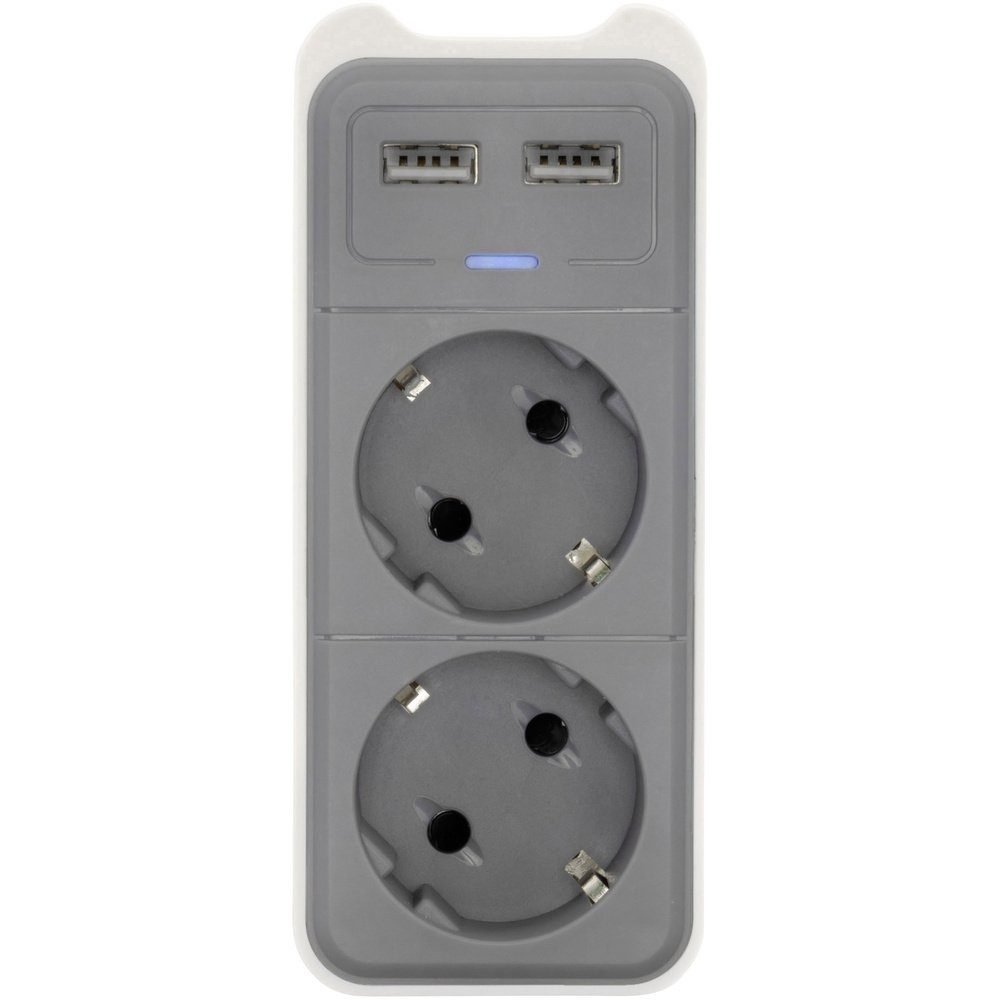 Caliber Caliber HPS1202U Zwischensteckdose mit USB 2polig Weiß, Grau Mehrfachsteckdose