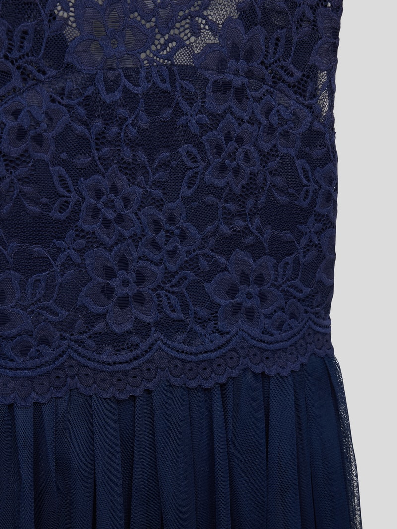Kleid mit Spitzenbesatz in marineblau