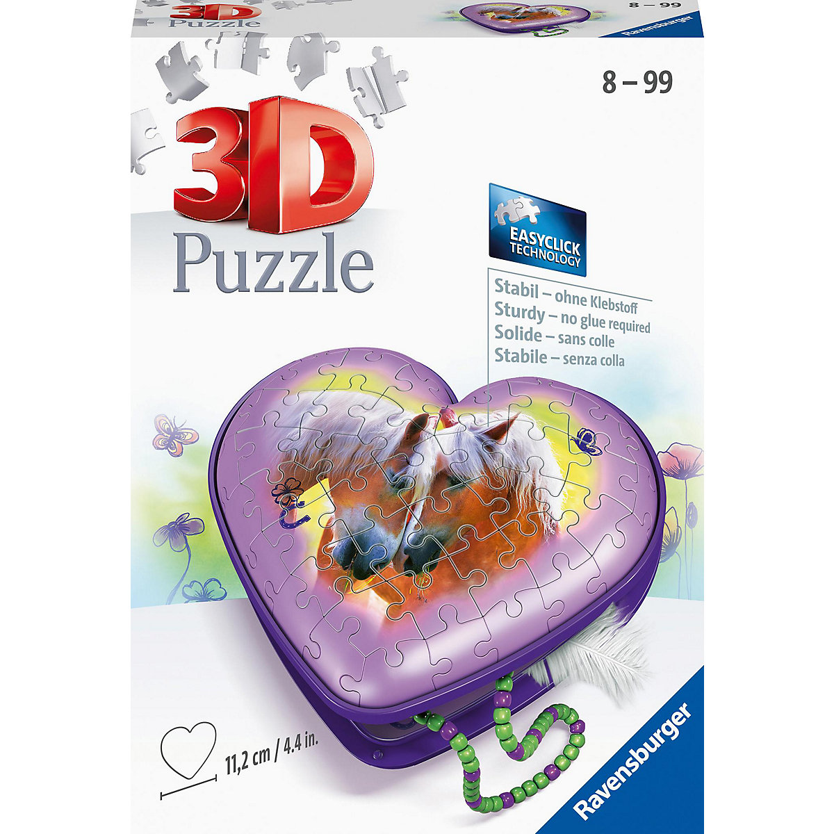 3D-Puzzle Herzschatulle Pferde, 54 Teile