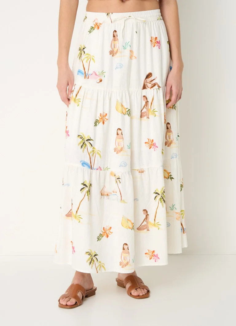 Fustă maxi din amestec de in Seafolly Isla Palm