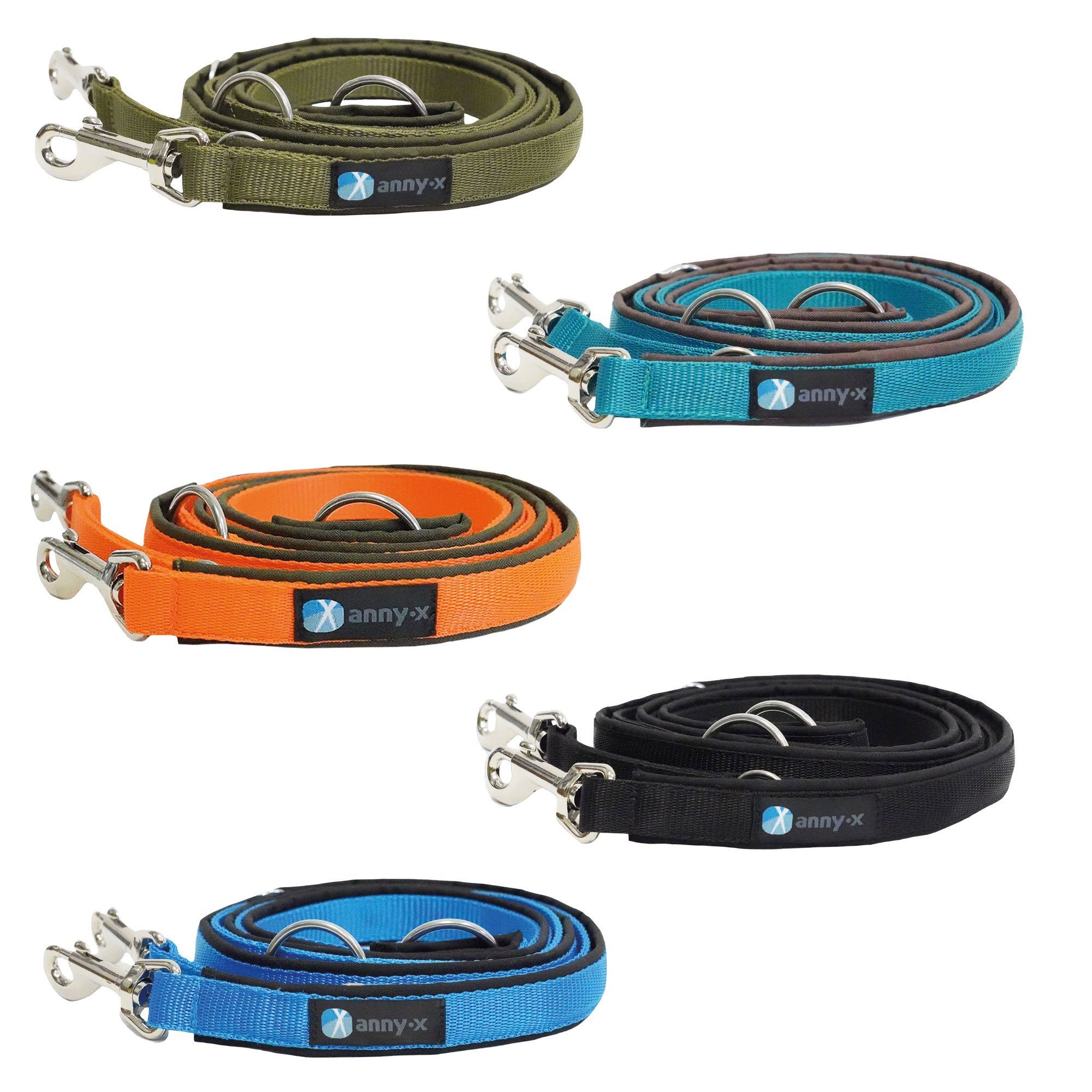 AnnyX Führleine Annyx Führleine Classic Bolt Fun 4fach verstellbar, Nylon (1-tlg), Aus abriebfesten Materialien