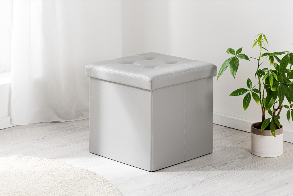 Trendstabil Sitzhocker faltbar & gepolstert, aus Kunstleder, bis 110 kg belastbar, Grau
