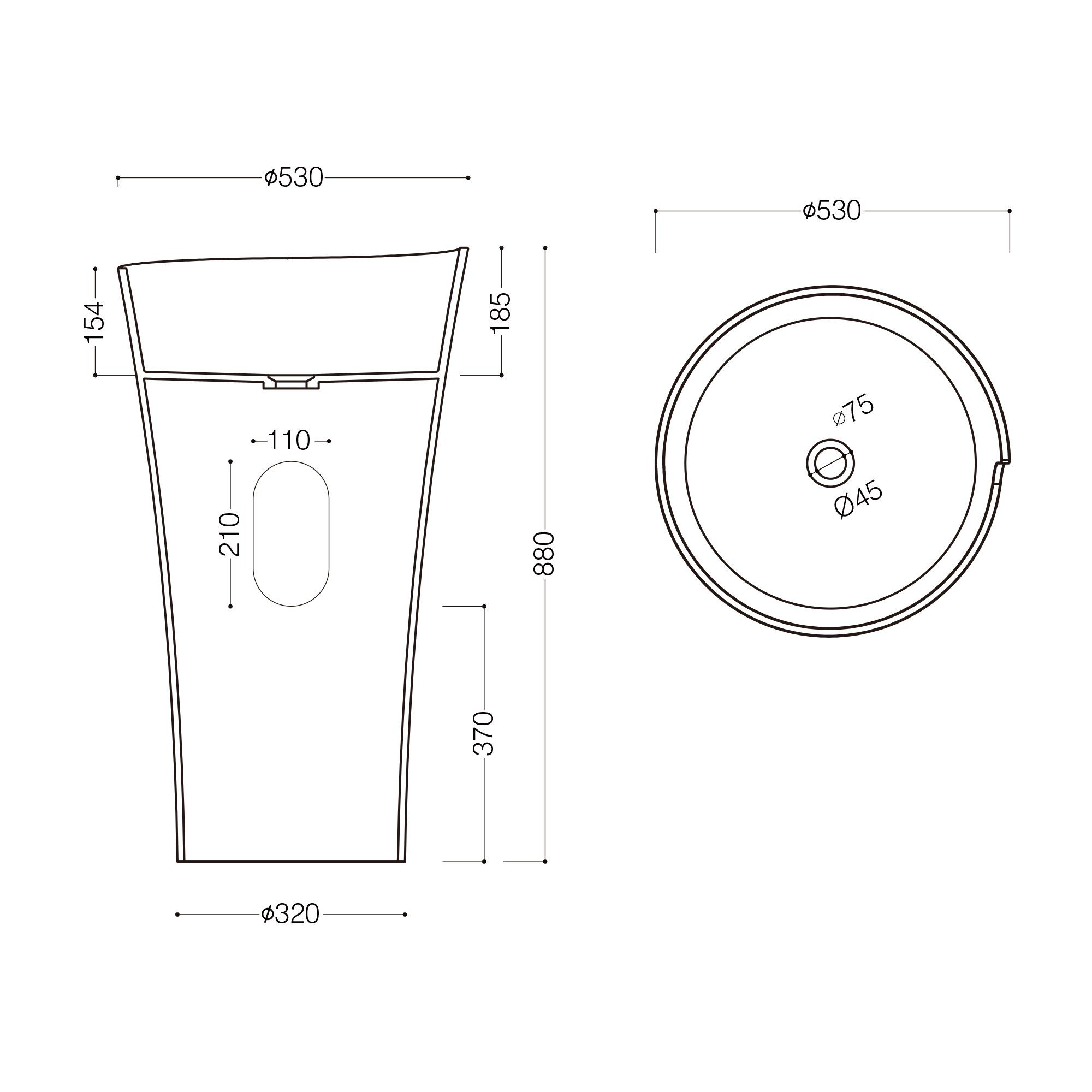 doporro Waschbecken doporro Design Standwaschbecken DxH 52,3x90 cm Colossum30 aus Gussmarmor Waschtisch Waschplatz Standsäule