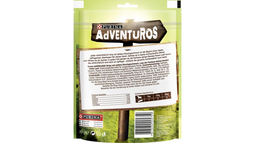 Purina Adventuros Strips mit wildem Hirschgeschmack Hundeleckerlis 90 g
