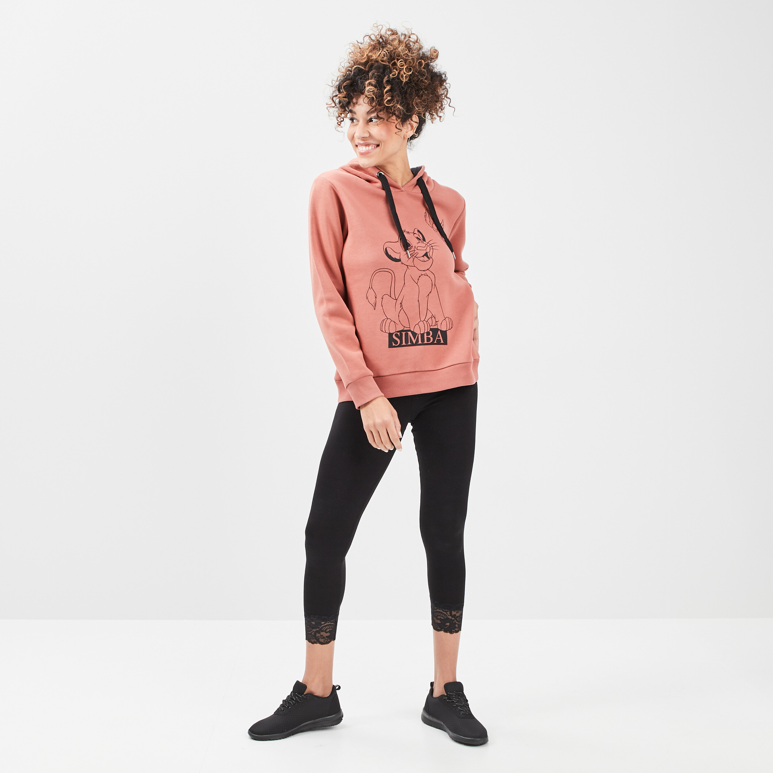 Legging 7 8ème avec dentelle noir femme | La Halle
