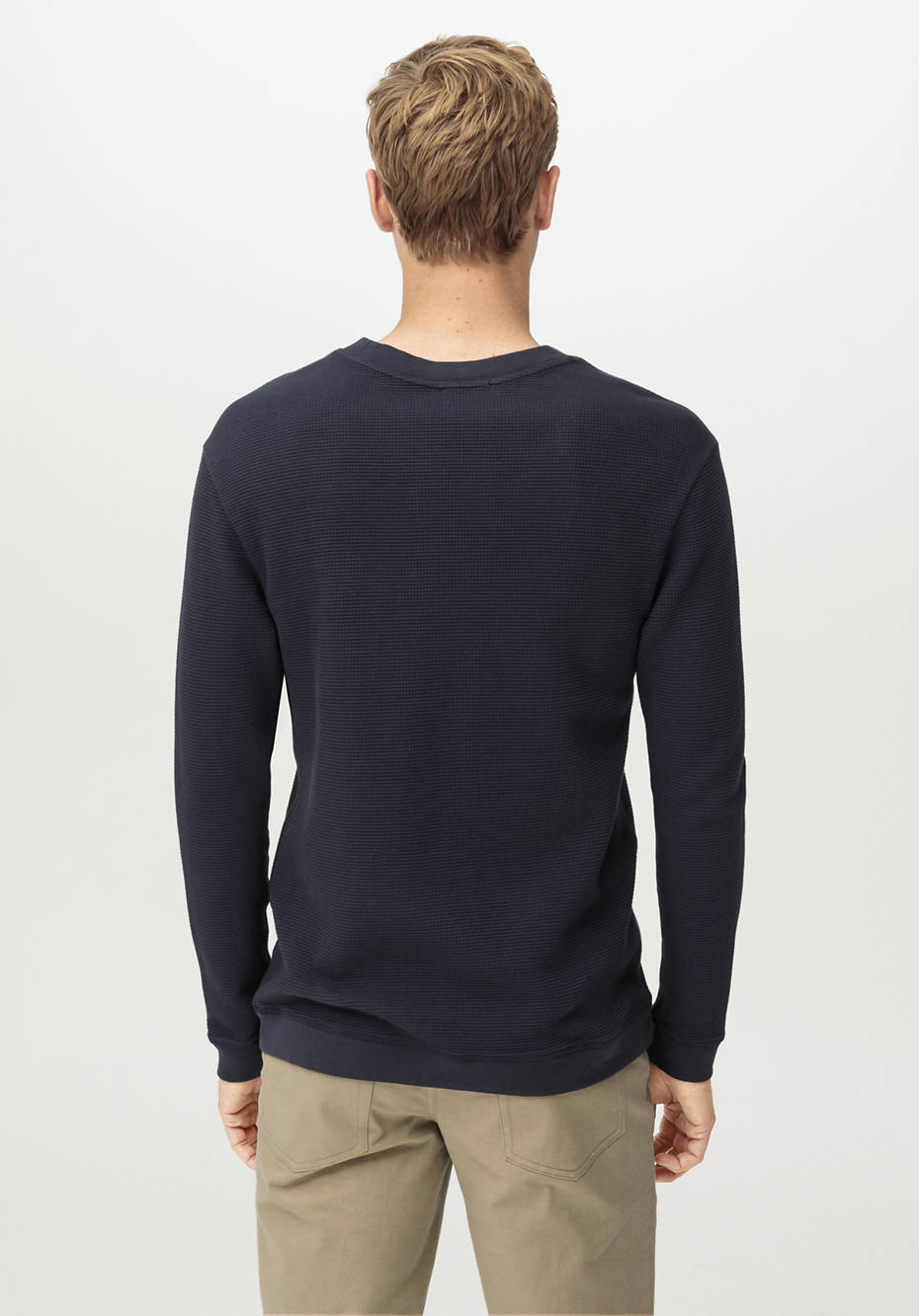 Waffelpiqué-Pullover Regular aus reiner Bio-Baumwolle