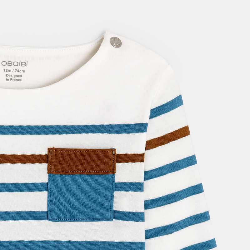 T-shirt marinière bleu bébé garçon