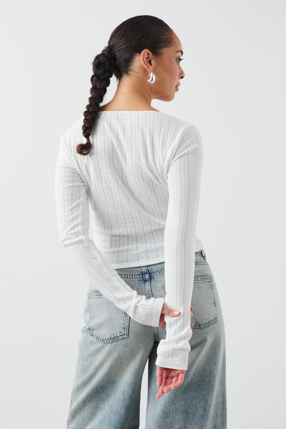 Pointelle bow top