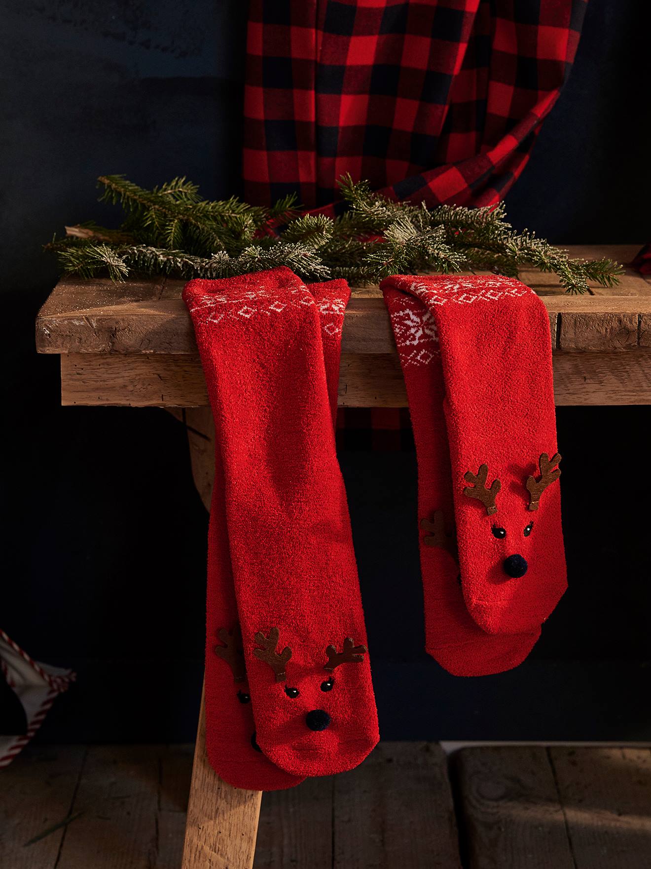 Vertbaudet Capsule Kollektion: Familien Weihnachts-Socken, 2er-Pack - pack rot/marine