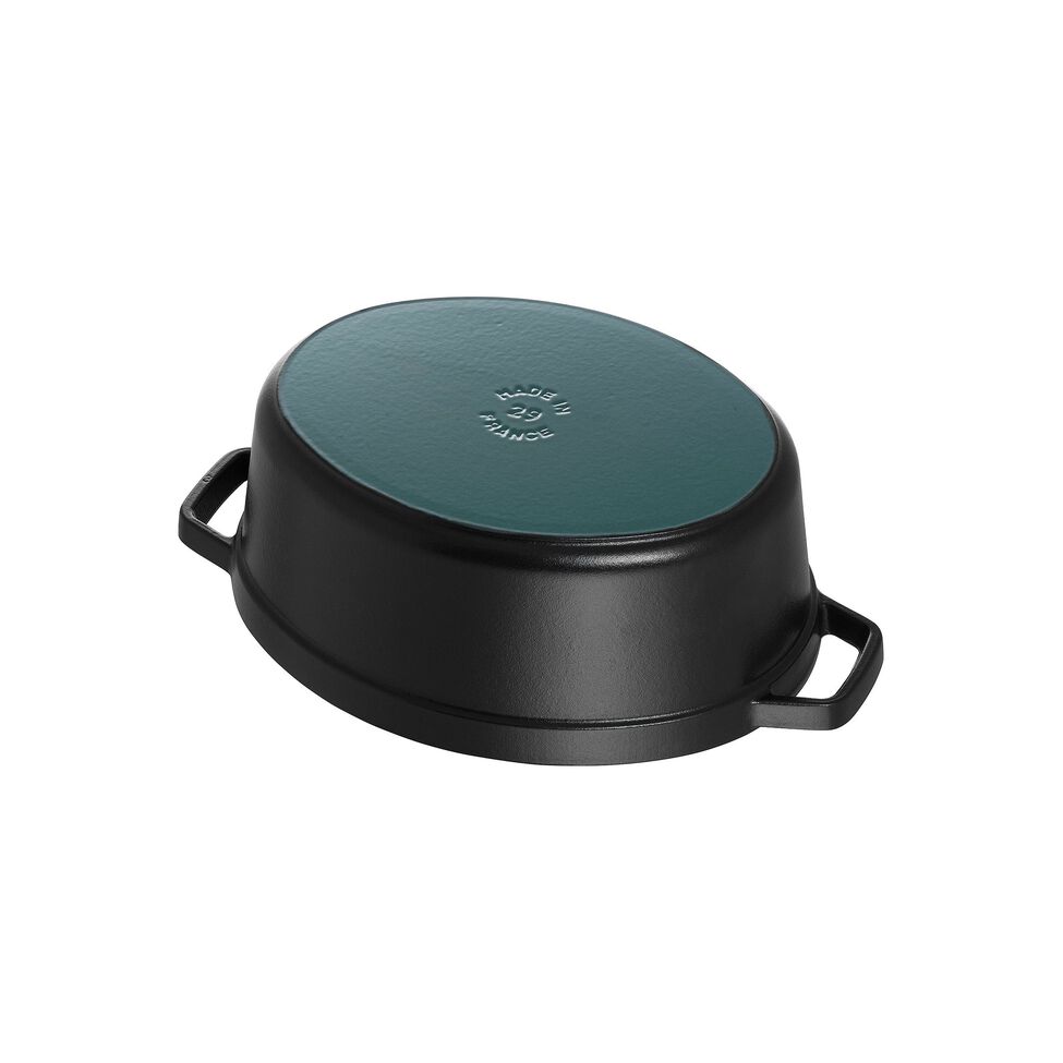 Cocotte 27 cm, oval, Schwarz, Gusseisen