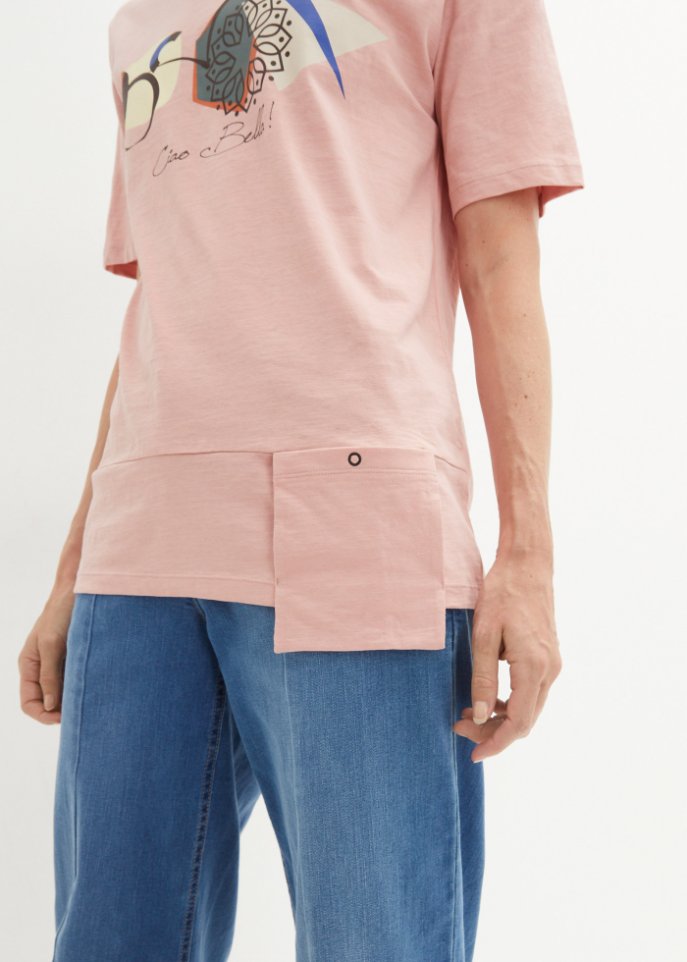 T-Shirt mit Tasche, 3/4 Arm