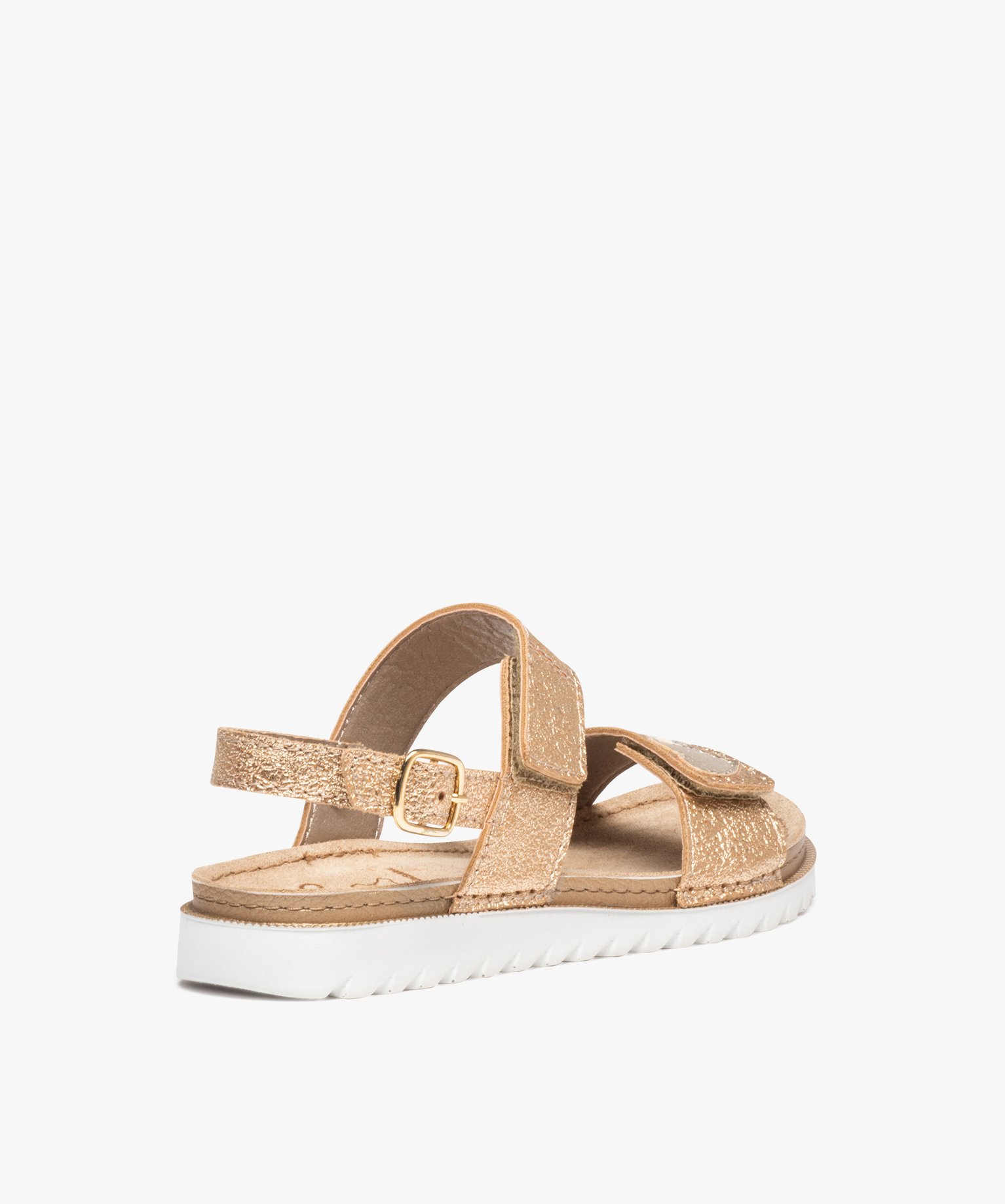 Sandales fille à brides irisées avec scratch or | GEMO