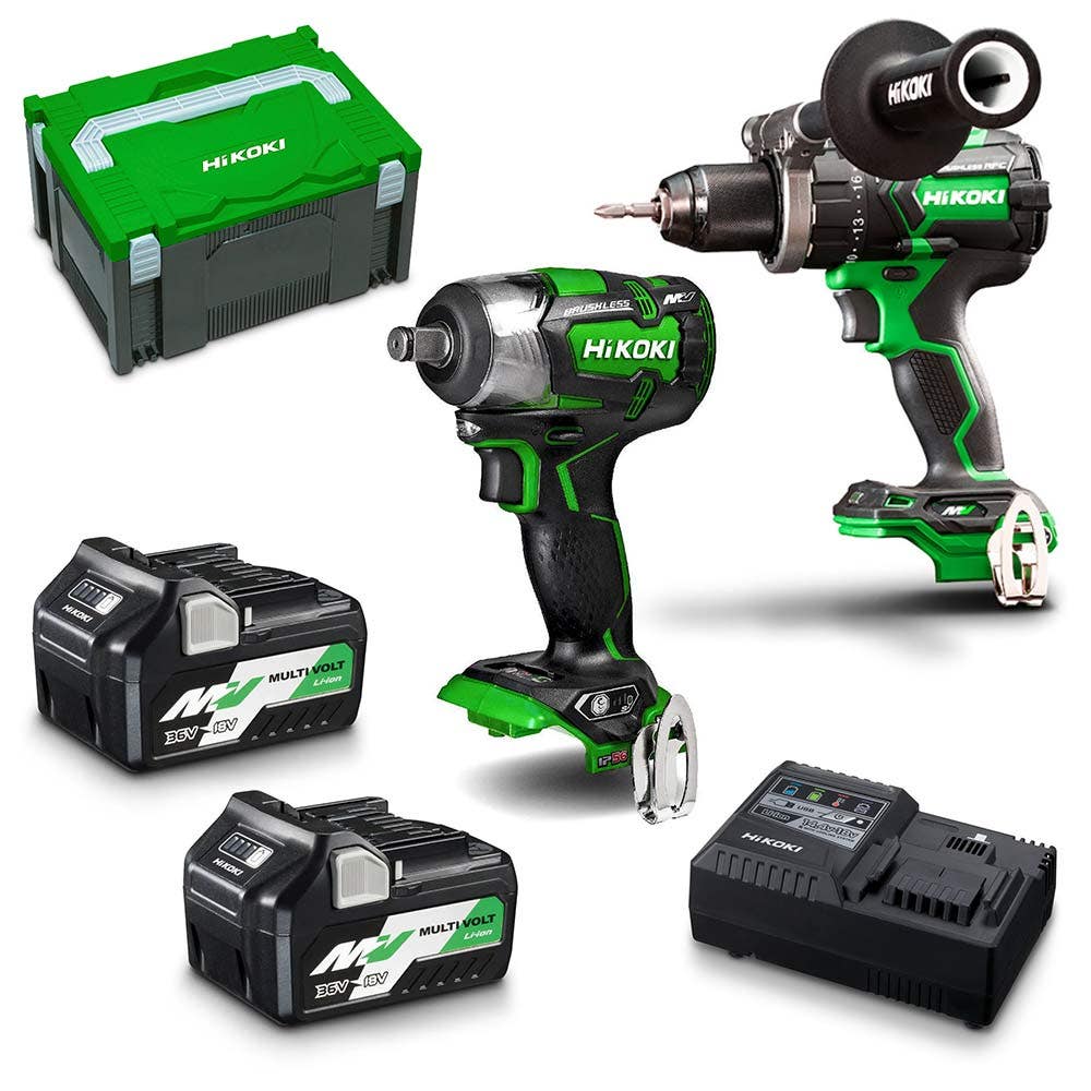Kit combinado HIKOKI 36V Brushless de 2 peças com 2 baterias de 5,0Ah/2,5Ah KC36DPL3(HRZ)