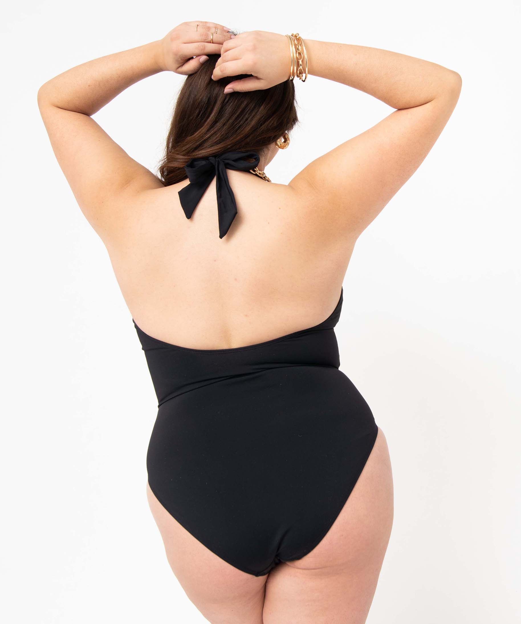 Maillot de bain femme grande taille 1 pièce dos nu noir | GEMO
