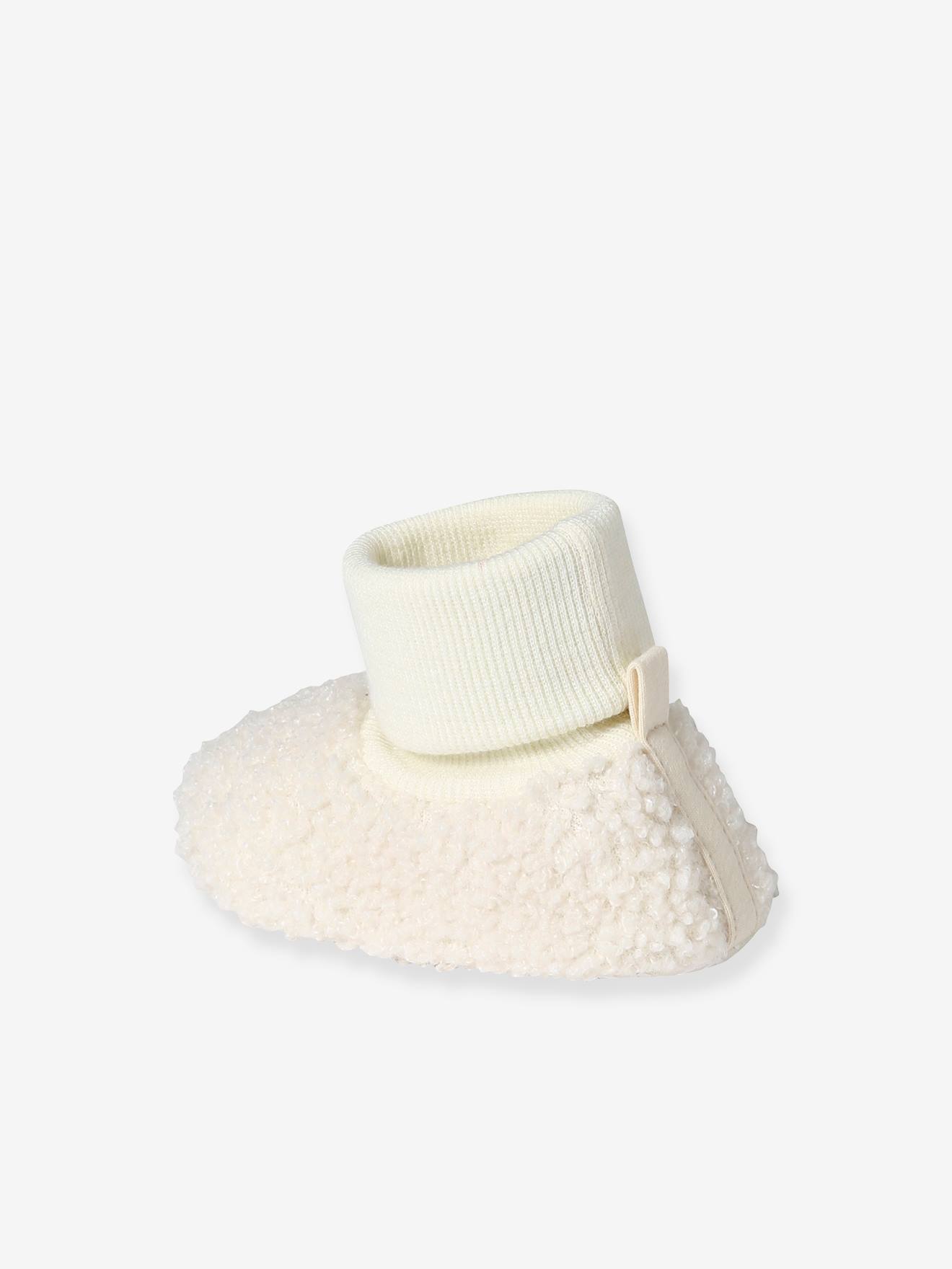 Chaussons souples textile chaud bébé blanc