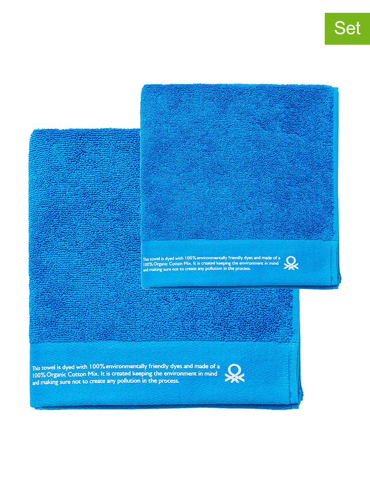 Benetton 2tlg. Frottier-Set in Blau günstig kaufen onesize