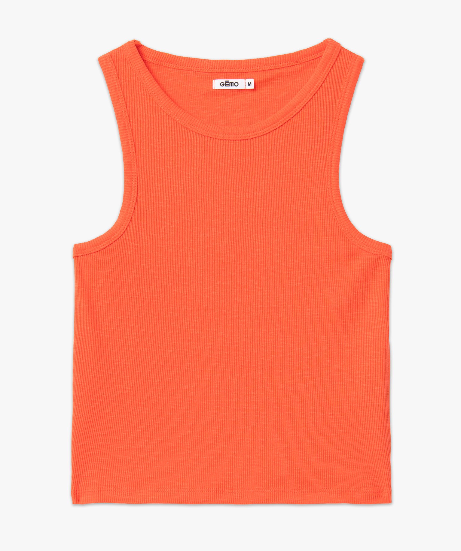 Débardeur femme en maille ctelée à larges emmanchures rouge | GEMO