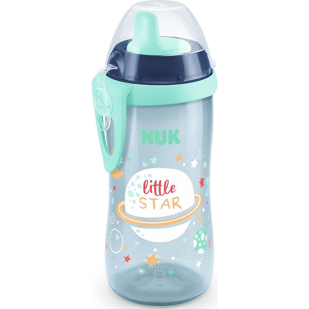NUK Kiddy Cup Night, mit beißresistenter Trinktülle, 300ml, auslaufsicher, ab 12 Monaten, 1 Stück, blau