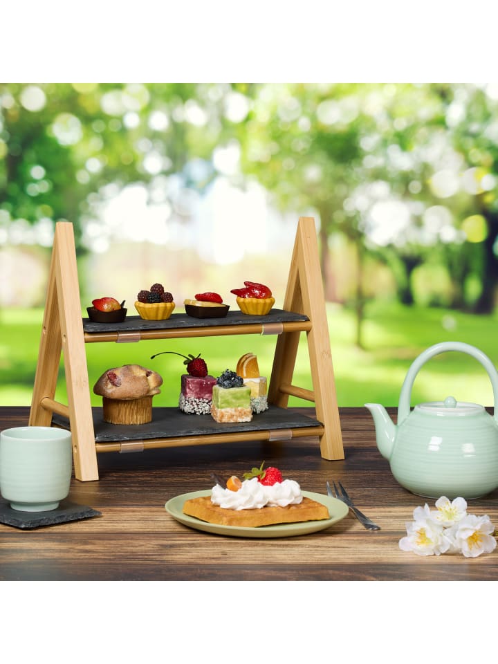 relaxdays Etagere in Natur/ Grau - (B)32 x (H)27 x (T)17 cm günstig kaufen onesize