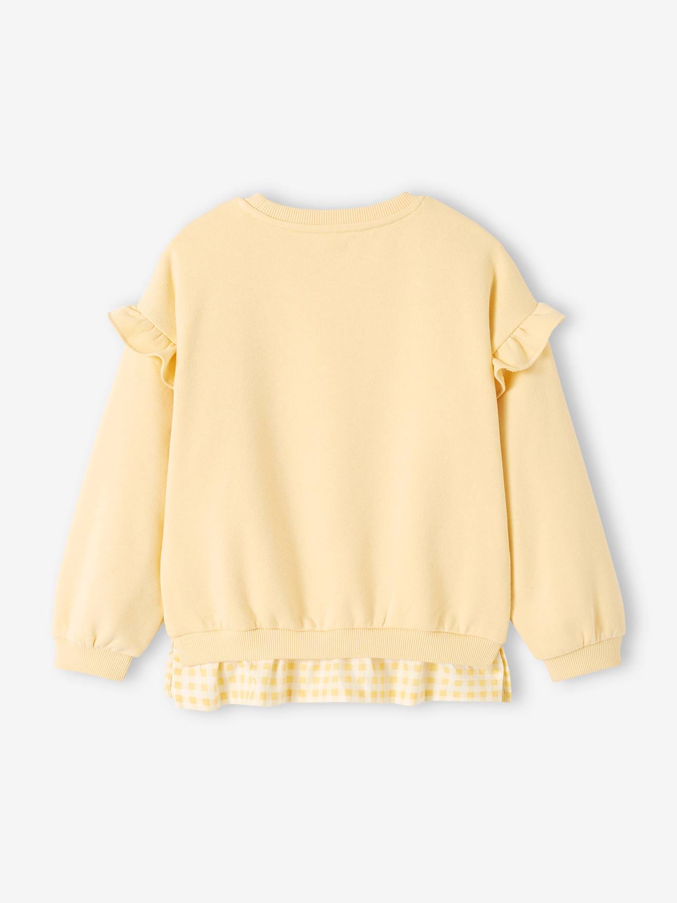 Vertbaudet Mädchen Sweatshirt mit Volant-Saum personalisierbar - bonbon rosa