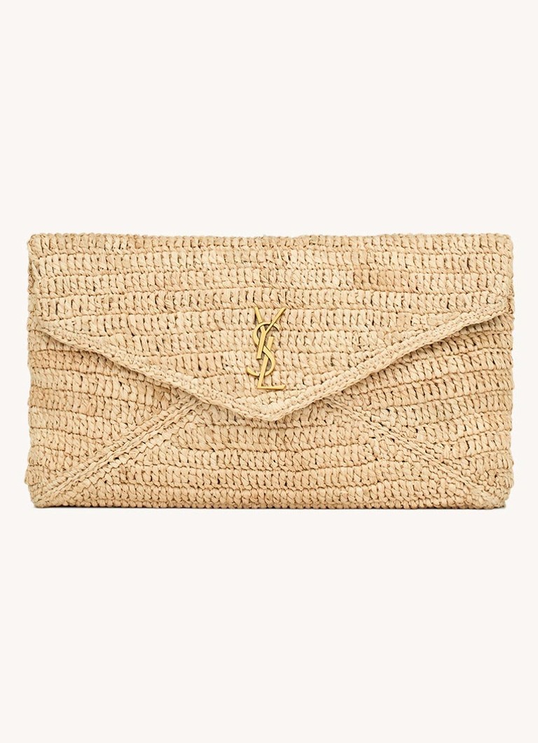 Clutch mare Saint Laurent Cassandre din rafie