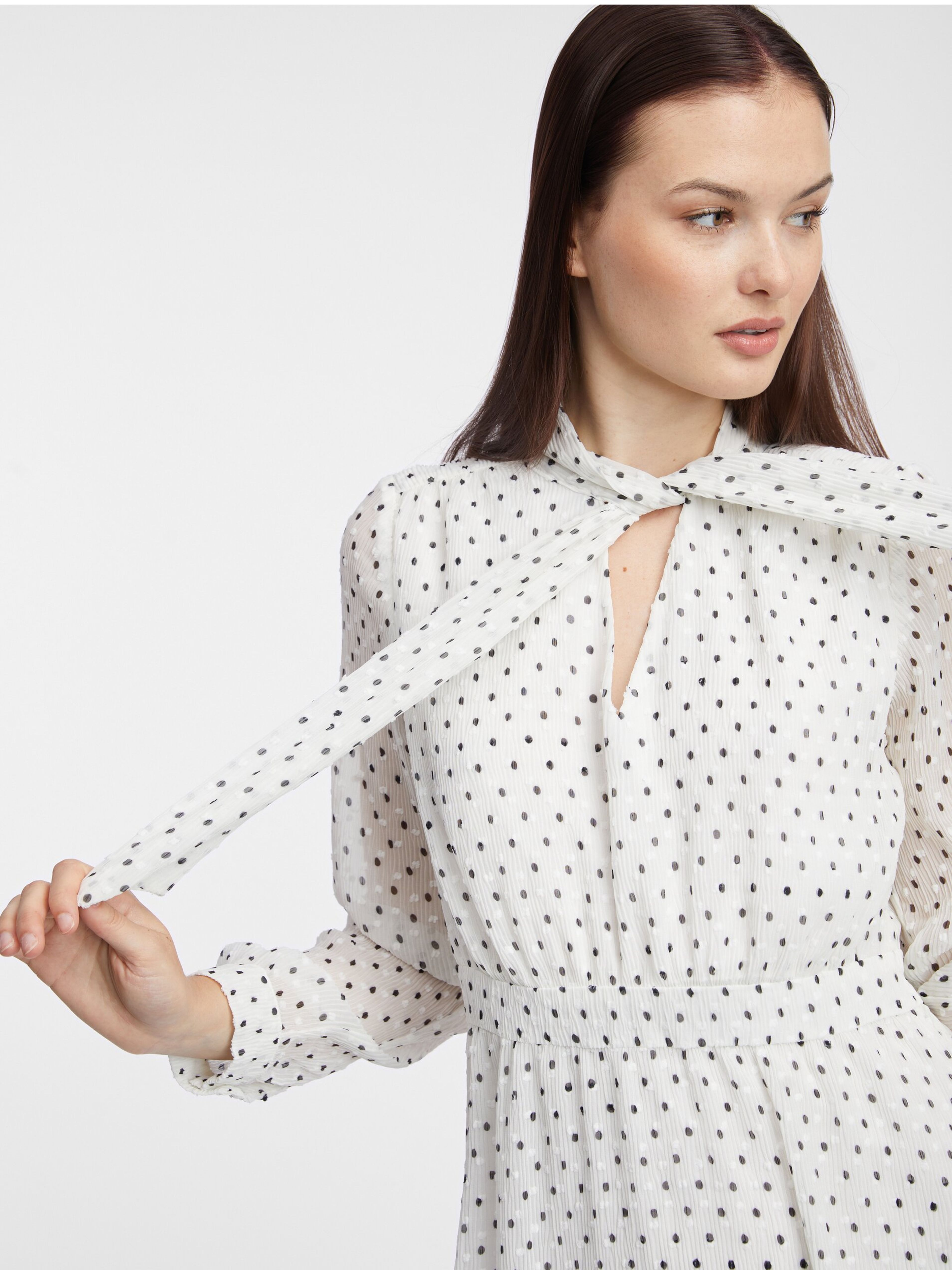 Cremefarbenes Damen-Polka-Dot-Kleid ORSAY